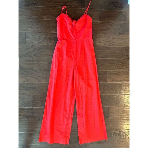 Gianni Bini Linen Terra Cotta Tie Front Adjustable Strap Jumper Size 8 - Picture 2 of 7